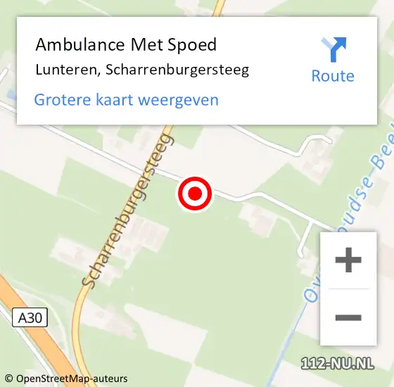 Locatie op kaart van de 112 melding: Ambulance Met Spoed Naar Lunteren, Scharrenburgersteeg op 23 november 2022 03:15