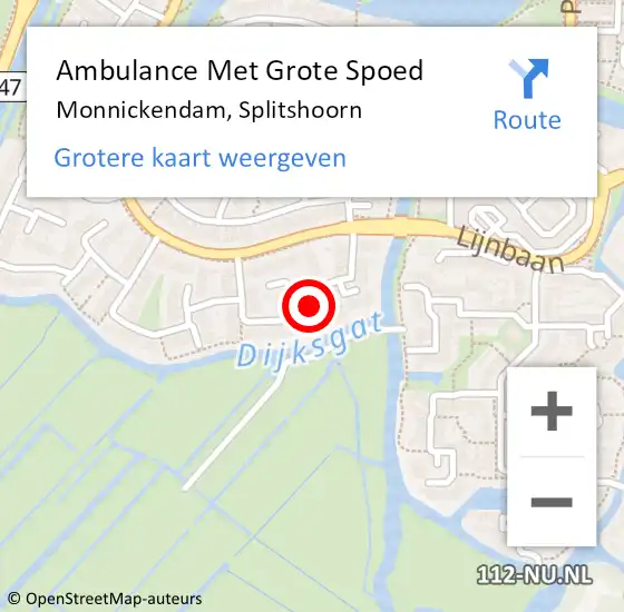 Locatie op kaart van de 112 melding: Ambulance Met Grote Spoed Naar Monnickendam, Splitshoorn op 23 november 2022 03:26