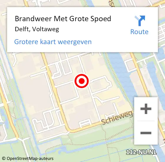 Locatie op kaart van de 112 melding: Brandweer Met Grote Spoed Naar Delft, Voltaweg op 23 november 2022 04:37