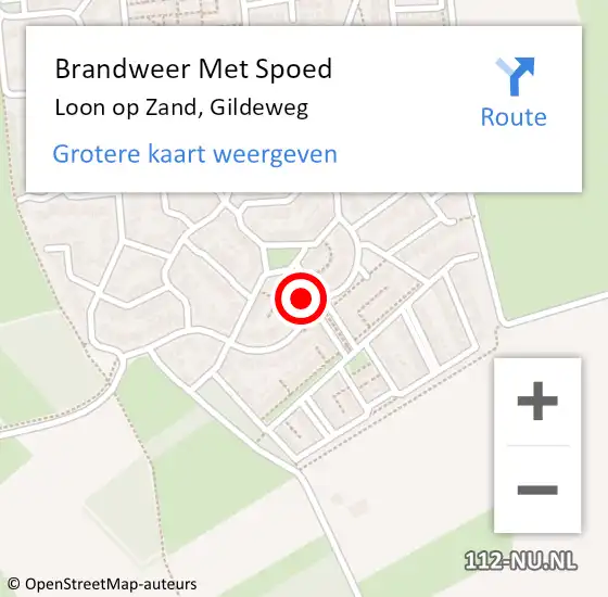 Locatie op kaart van de 112 melding: Brandweer Met Spoed Naar Loon op Zand, Gildeweg op 23 november 2022 04:42