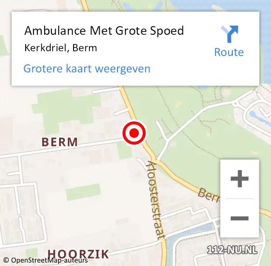 Locatie op kaart van de 112 melding: Ambulance Met Grote Spoed Naar Kerkdriel, Berm op 23 november 2022 05:08