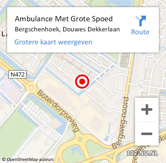 Locatie op kaart van de 112 melding: Ambulance Met Grote Spoed Naar Bergschenhoek, Douwes Dekkerlaan op 23 november 2022 05:26