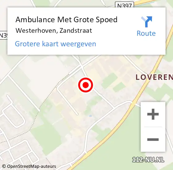 Locatie op kaart van de 112 melding: Ambulance Met Grote Spoed Naar Westerhoven, Zandstraat op 5 augustus 2014 21:05