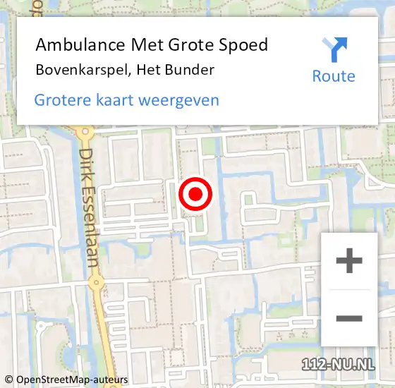 Locatie op kaart van de 112 melding: Ambulance Met Grote Spoed Naar Bovenkarspel, Het Bunder op 23 november 2022 05:27