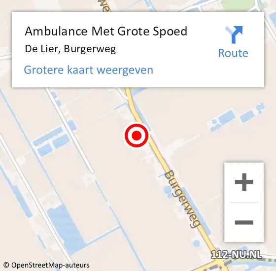 Locatie op kaart van de 112 melding: Ambulance Met Grote Spoed Naar De Lier, Burgerweg op 23 november 2022 07:01