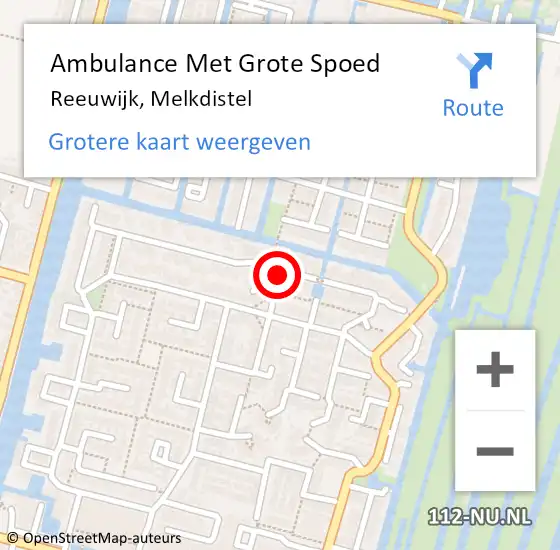 Locatie op kaart van de 112 melding: Ambulance Met Grote Spoed Naar Reeuwijk, Melkdistel op 23 november 2022 07:14