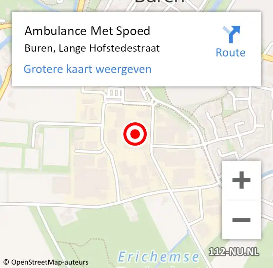 Locatie op kaart van de 112 melding: Ambulance Met Spoed Naar Buren, Lange Hofstedestraat op 23 november 2022 07:23
