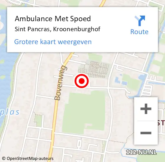 Locatie op kaart van de 112 melding: Ambulance Met Spoed Naar Sint Pancras, Kroonenburghof op 23 november 2022 07:42