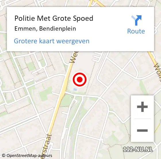 Locatie op kaart van de 112 melding: Politie Met Grote Spoed Naar Emmen, Bendienplein op 23 november 2022 08:05