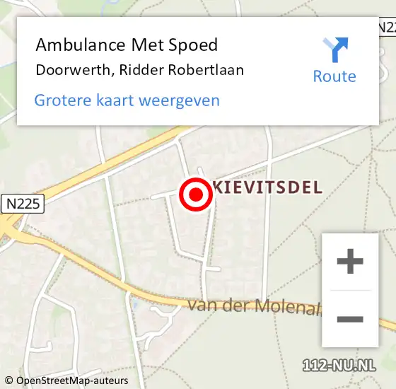 Locatie op kaart van de 112 melding: Ambulance Met Spoed Naar Doorwerth, Ridder Robertlaan op 23 november 2022 08:18