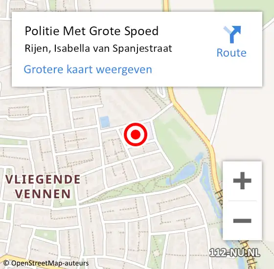 Locatie op kaart van de 112 melding: Politie Met Grote Spoed Naar Rijen, Isabella van Spanjestraat op 23 november 2022 08:42