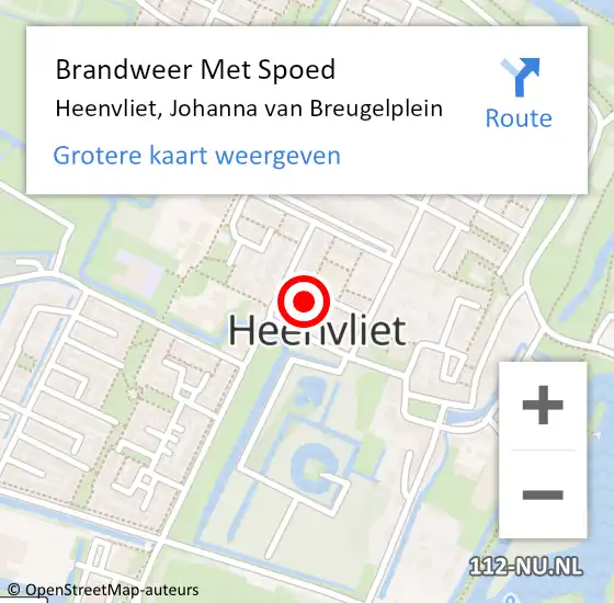 Locatie op kaart van de 112 melding: Brandweer Met Spoed Naar Heenvliet, Johanna van Breugelplein op 23 november 2022 08:43