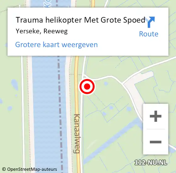 Locatie op kaart van de 112 melding: Trauma helikopter Met Grote Spoed Naar Yerseke, Reeweg op 23 november 2022 08:54