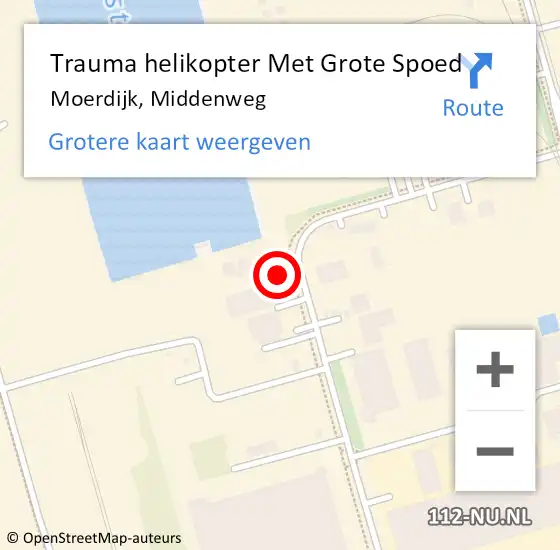 Locatie op kaart van de 112 melding: Trauma helikopter Met Grote Spoed Naar Moerdijk, Middenweg op 23 november 2022 09:03