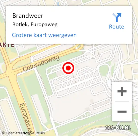 Locatie op kaart van de 112 melding: Brandweer Botlek, Europaweg op 23 november 2022 09:09