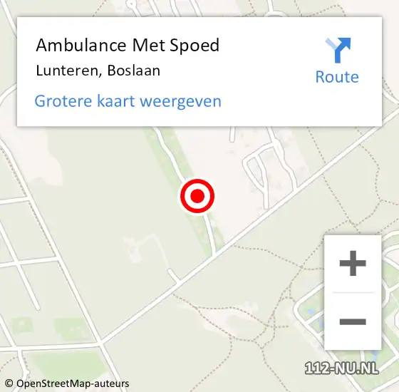 Locatie op kaart van de 112 melding: Ambulance Met Spoed Naar Lunteren, Boslaan op 23 november 2022 09:20
