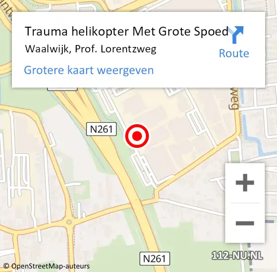Locatie op kaart van de 112 melding: Trauma helikopter Met Grote Spoed Naar Waalwijk, Prof. Lorentzweg op 23 november 2022 09:34