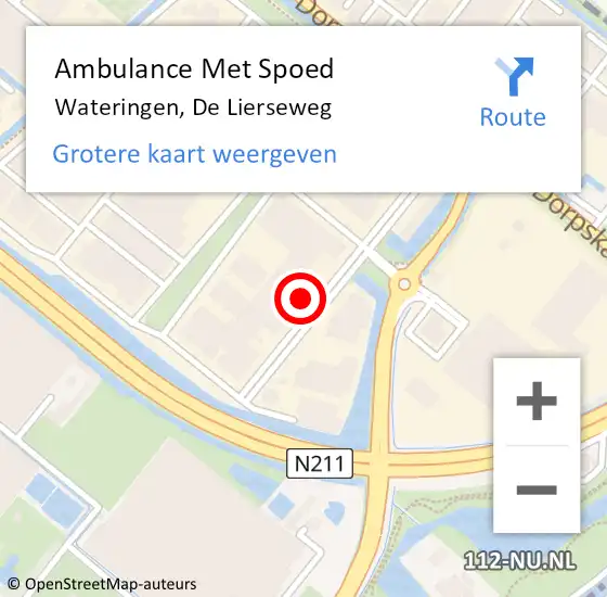 Locatie op kaart van de 112 melding: Ambulance Met Spoed Naar Wateringen, De Lierseweg op 23 november 2022 09:42