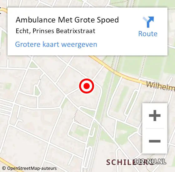 Locatie op kaart van de 112 melding: Ambulance Met Grote Spoed Naar Echt, Prinses Beatrixstraat op 23 november 2022 09:50