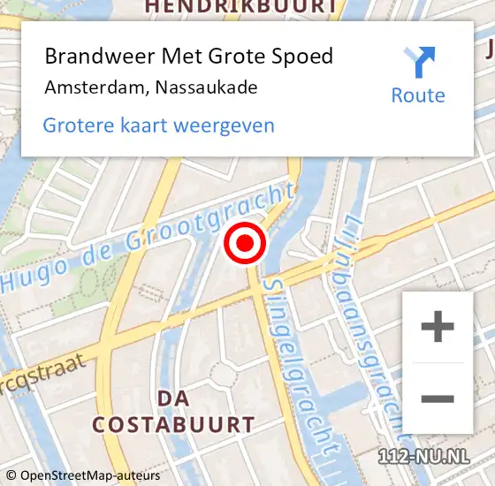 Locatie op kaart van de 112 melding: Brandweer Met Grote Spoed Naar Amsterdam, Nassaukade op 23 november 2022 10:09