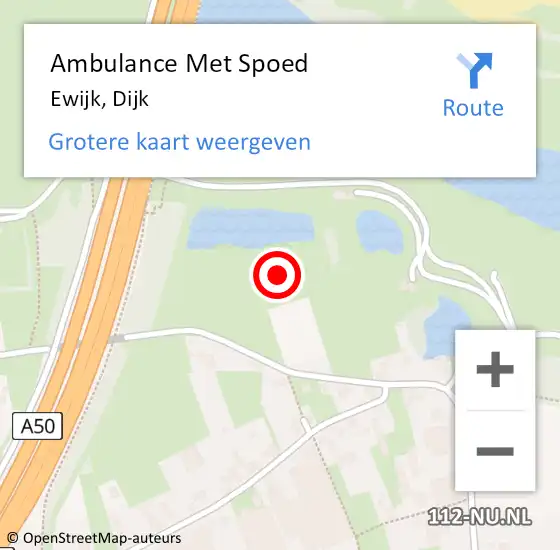 Locatie op kaart van de 112 melding: Ambulance Met Spoed Naar Ewijk, Dijk op 23 november 2022 10:11