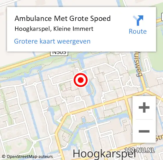 Locatie op kaart van de 112 melding: Ambulance Met Grote Spoed Naar Hoogkarspel, Kleine Immert op 23 november 2022 10:33