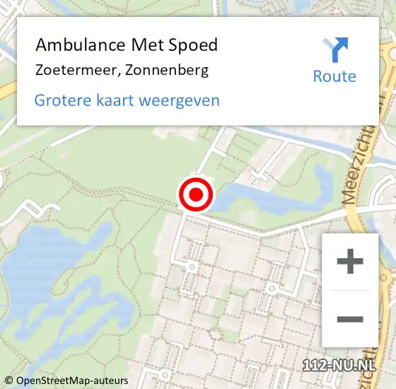 Locatie op kaart van de 112 melding: Ambulance Met Spoed Naar Zoetermeer, Zonnenberg op 23 november 2022 10:40