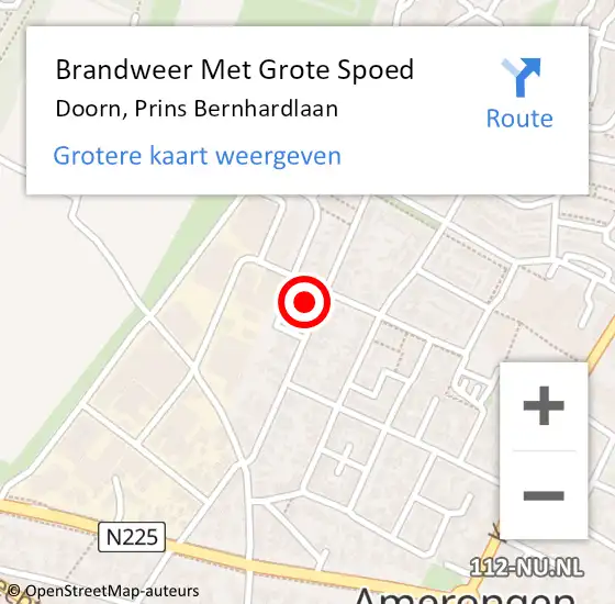 Locatie op kaart van de 112 melding: Brandweer Met Grote Spoed Naar Doorn, Prins Bernhardlaan op 23 november 2022 10:53