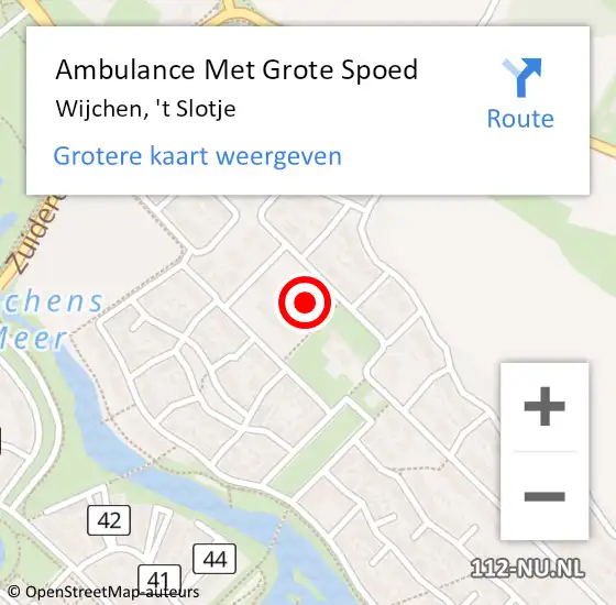 Locatie op kaart van de 112 melding: Ambulance Met Grote Spoed Naar Wijchen, 't Slotje op 23 november 2022 10:56