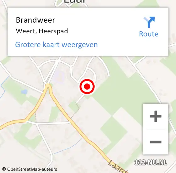 Locatie op kaart van de 112 melding: Brandweer Weert, Heerspad op 23 november 2022 11:01