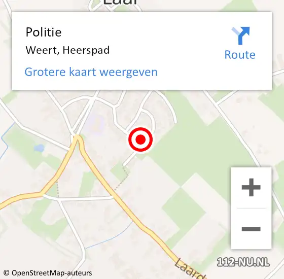 Locatie op kaart van de 112 melding: Politie Weert, Heerspad op 23 november 2022 11:10