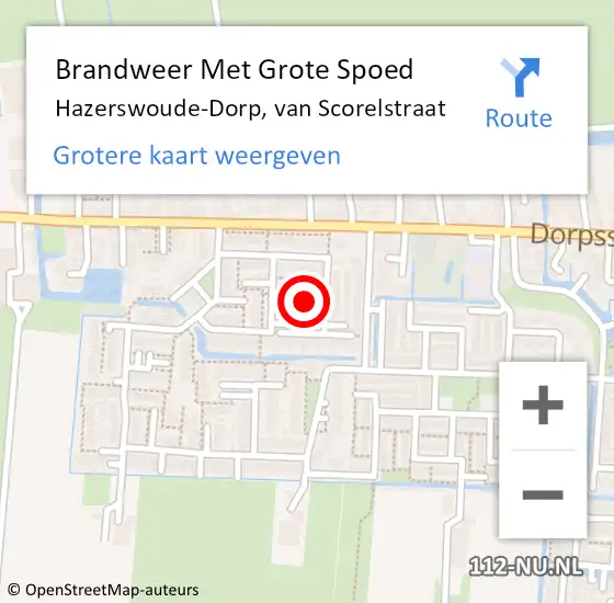 Locatie op kaart van de 112 melding: Brandweer Met Grote Spoed Naar Hazerswoude-Dorp, van Scorelstraat op 23 november 2022 11:13