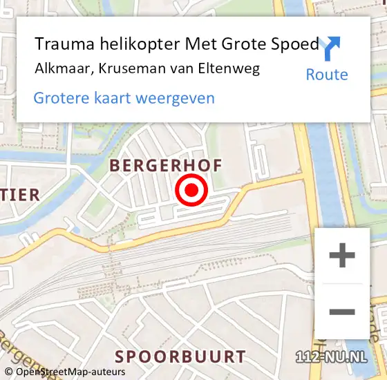 Locatie op kaart van de 112 melding: Trauma helikopter Met Grote Spoed Naar Alkmaar, Kruseman van Eltenweg op 23 november 2022 11:14