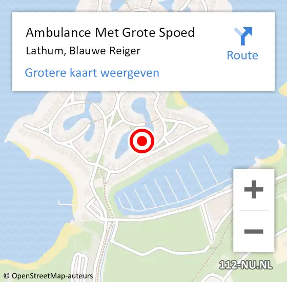 Locatie op kaart van de 112 melding: Ambulance Met Grote Spoed Naar Lathum, Blauwe Reiger op 23 november 2022 11:39