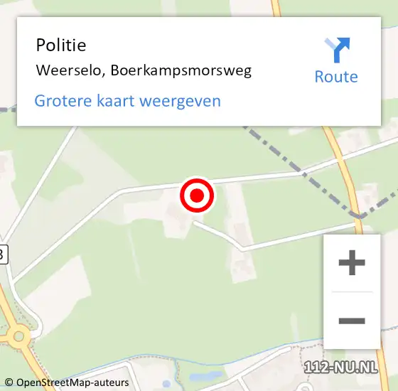 Locatie op kaart van de 112 melding: Politie Weerselo, Boerkampsmorsweg op 23 november 2022 11:40