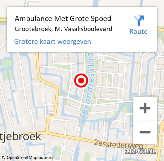 Locatie op kaart van de 112 melding: Ambulance Met Grote Spoed Naar Grootebroek, M. Vasalisboulevard op 23 november 2022 11:45