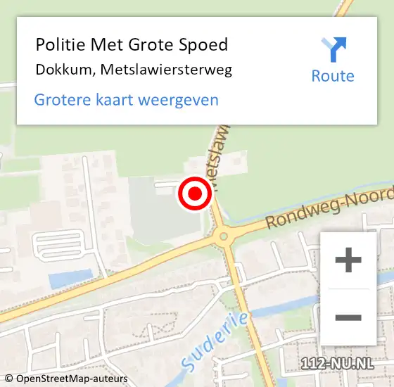 Locatie op kaart van de 112 melding: Politie Met Grote Spoed Naar Dokkum, Metslawiersterweg op 23 november 2022 12:00