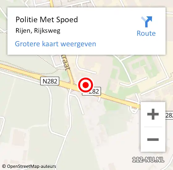 Locatie op kaart van de 112 melding: Politie Met Spoed Naar Rijen, Rijksweg op 23 november 2022 12:04