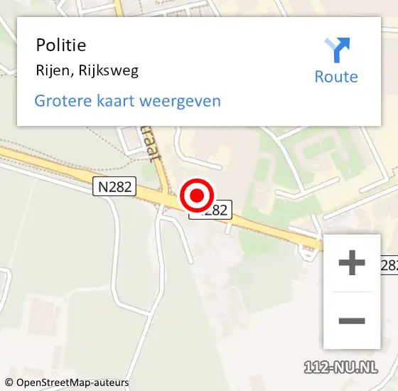 Locatie op kaart van de 112 melding: Politie Rijen, Rijksweg op 23 november 2022 12:05