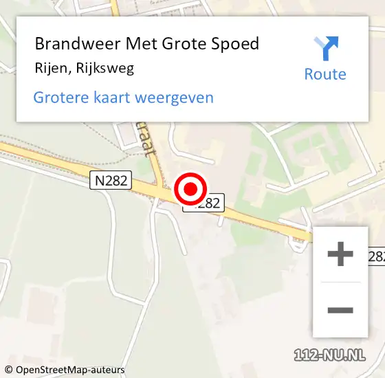 Locatie op kaart van de 112 melding: Brandweer Met Grote Spoed Naar Rijen, Rijksweg op 23 november 2022 12:06