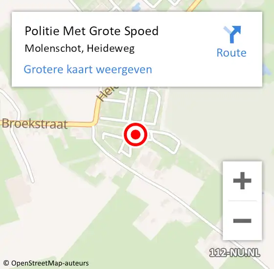 Locatie op kaart van de 112 melding: Politie Met Grote Spoed Naar Molenschot, Heideweg op 23 november 2022 12:15