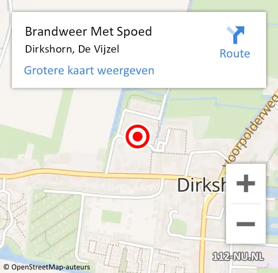 Locatie op kaart van de 112 melding: Brandweer Met Spoed Naar Dirkshorn, De Vijzel op 23 november 2022 12:21