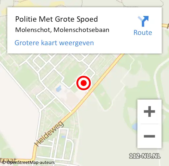 Locatie op kaart van de 112 melding: Politie Met Grote Spoed Naar Molenschot, Molenschotsebaan op 23 november 2022 12:22