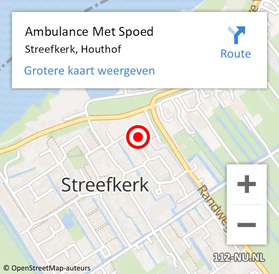 Locatie op kaart van de 112 melding: Ambulance Met Spoed Naar Streefkerk, Houthof op 23 november 2022 12:29