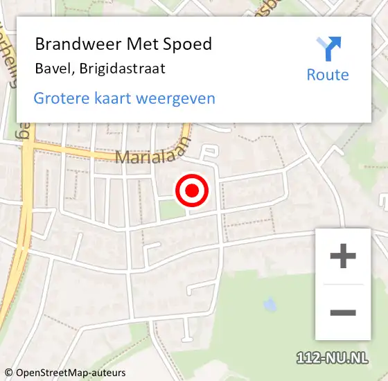 Locatie op kaart van de 112 melding: Brandweer Met Spoed Naar Bavel, Brigidastraat op 23 november 2022 12:34