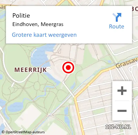 Locatie op kaart van de 112 melding: Politie Eindhoven, Meergras op 23 november 2022 12:46