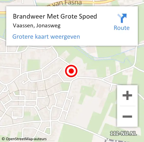 Locatie op kaart van de 112 melding: Brandweer Met Grote Spoed Naar Vaassen, Jonasweg op 23 november 2022 13:15