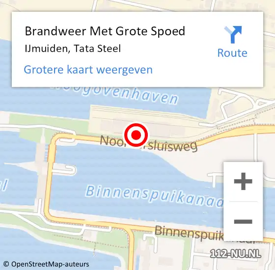 Locatie op kaart van de 112 melding: Brandweer Met Grote Spoed Naar IJmuiden, Tata Steel op 23 november 2022 13:19