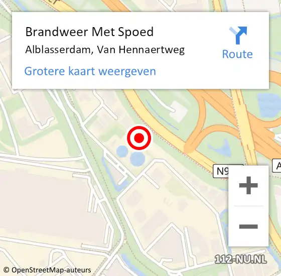 Locatie op kaart van de 112 melding: Brandweer Met Spoed Naar Alblasserdam, Van Hennaertweg op 23 november 2022 13:21