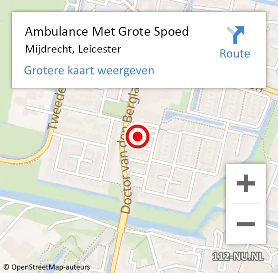 Locatie op kaart van de 112 melding: Ambulance Met Grote Spoed Naar Mijdrecht, Leicester op 23 november 2022 13:24